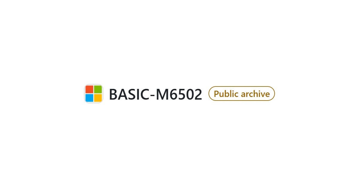 Microsoft BASIC 6502 Source Code Released on GitHub